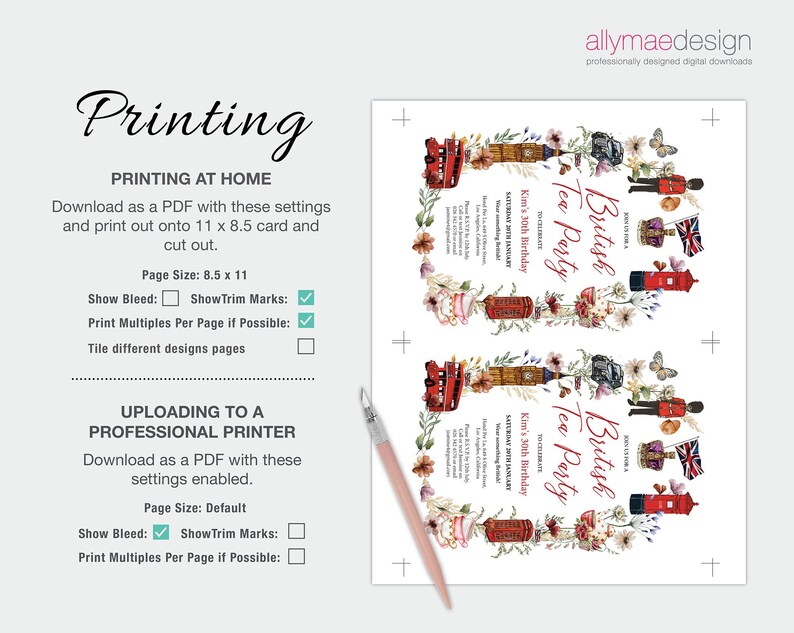 4-teiliges British Tea Party Bundle: London Icons, Corjl bearbeitbare Vorlagen Bild 6