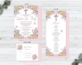 Ladies Church Tea Party Invitation Bundle: Pastel Floral (CORJL Editable Digital Templates)