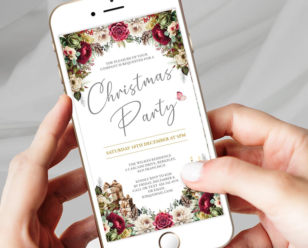 Christmas Party Electronic Invitation Editable Digital Etsy