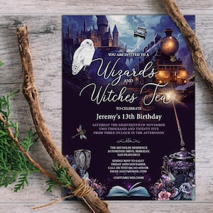 Wizard & Witches Tea Party Invitation: 5x7 Editable Template (Digital)