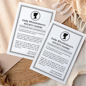 Dearest Gentle Reader Birthday Announcement Society Page, Regency Cameo, 5x7 Corjl Editable Template