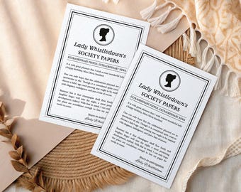 Whistledown Inspired Birthday Society Page, Regency Cameo, 5x7 Corjl Editable Template