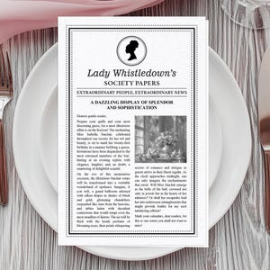 Regency Society Leaflet, Afro Puff Cameo, MS Word Party Template (Digital Download)