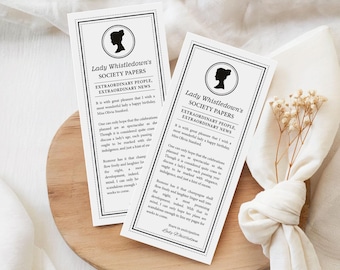 Whistledown Inspired Birthday Society Page, Regency Cameo, 4x9 Corjl Editable Template