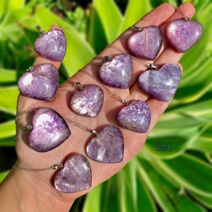 Gem Lepidolite Heart Sterling Silver pendants