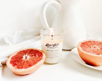 Sugared grapefruit candle soy candles scented candles retro decor grapefruit candle citrus candles spring candles spring home decor candles