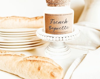 French baguette candle foodie gifts bread lover new home gifts soy candles bread candles scented candles apothecary candle farmhouse candles