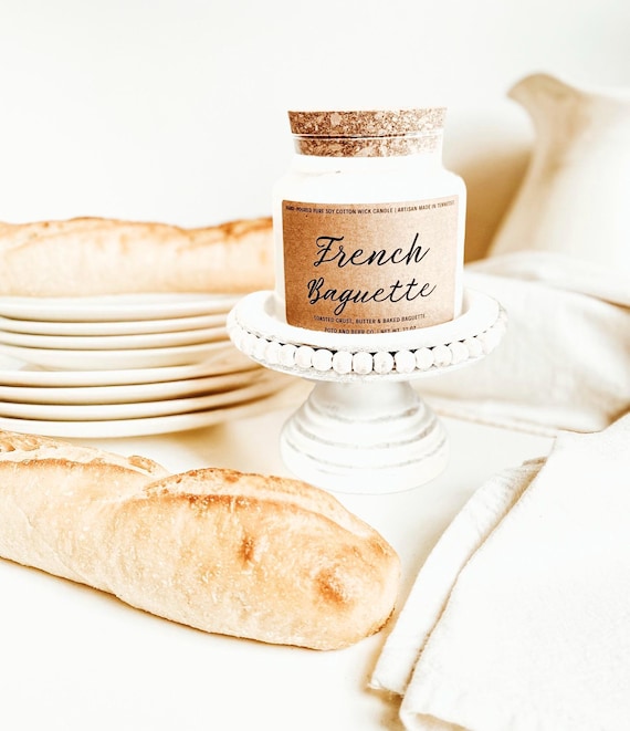 French baguette candle foodie gifts bread lover new home gifts soy candles bread candles scented candles apothecary candle farmhouse candles