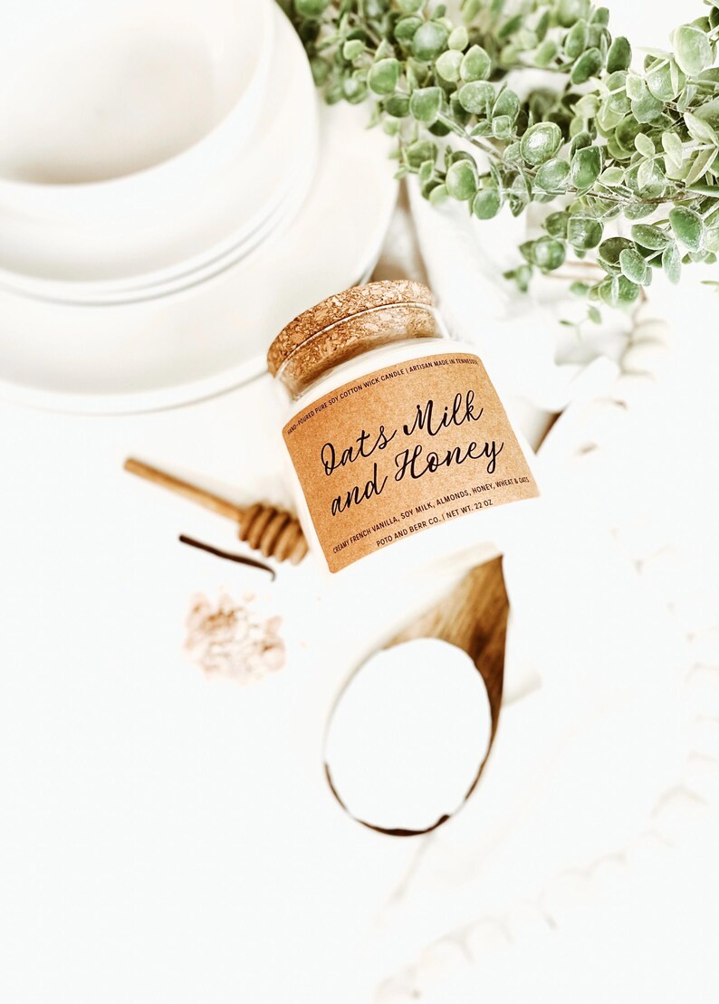 Oatmeal milk + honey candle soy candles scented candles spa gift gifts for her natural candles soy wax candles candles soy vegan gifts image 6