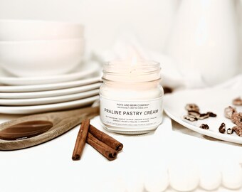 Pecan praline candle baker gifts soy candles farmhouse kitchen decor scented candles bakery candles dessert gift foodie gifts pecan candles