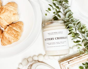 Croissant soy wax candle baked pastries gift candles dough butter scented candle foodie gifts French bakery bread candle boulangerie candle