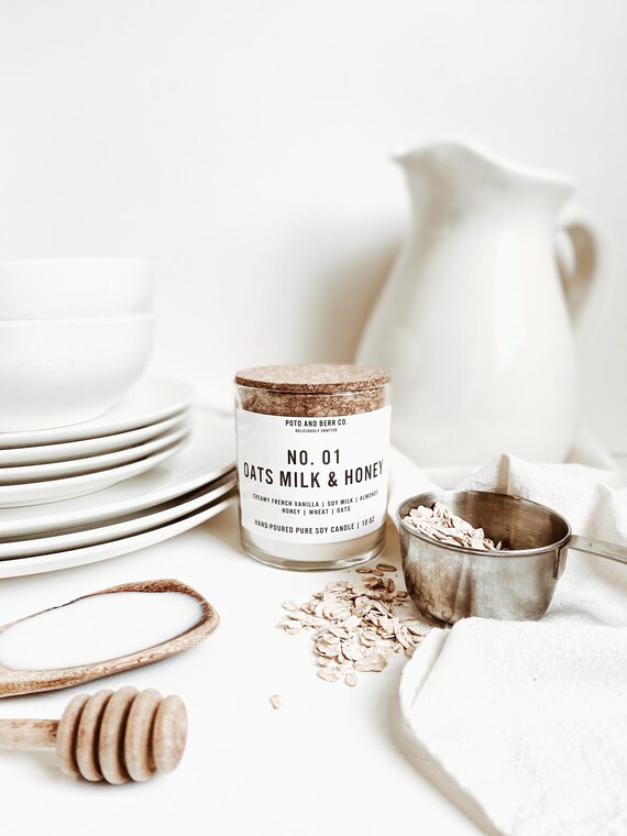 Oatmeal milk + honey candle soy candles scented candles spa gift gifts for her natural candles soy wax candles candles soy vegan gifts