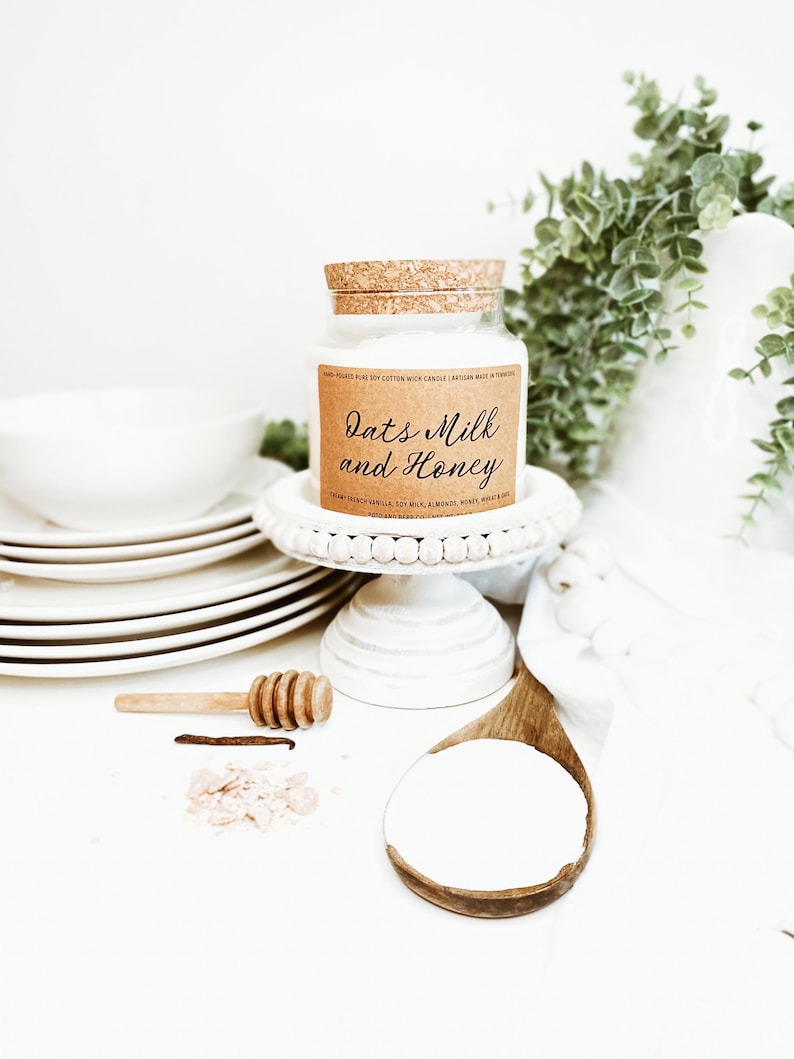 Oatmeal milk + honey candle soy candles scented candles spa gift gifts for her natural candles soy wax candles candles soy vegan gifts image 1