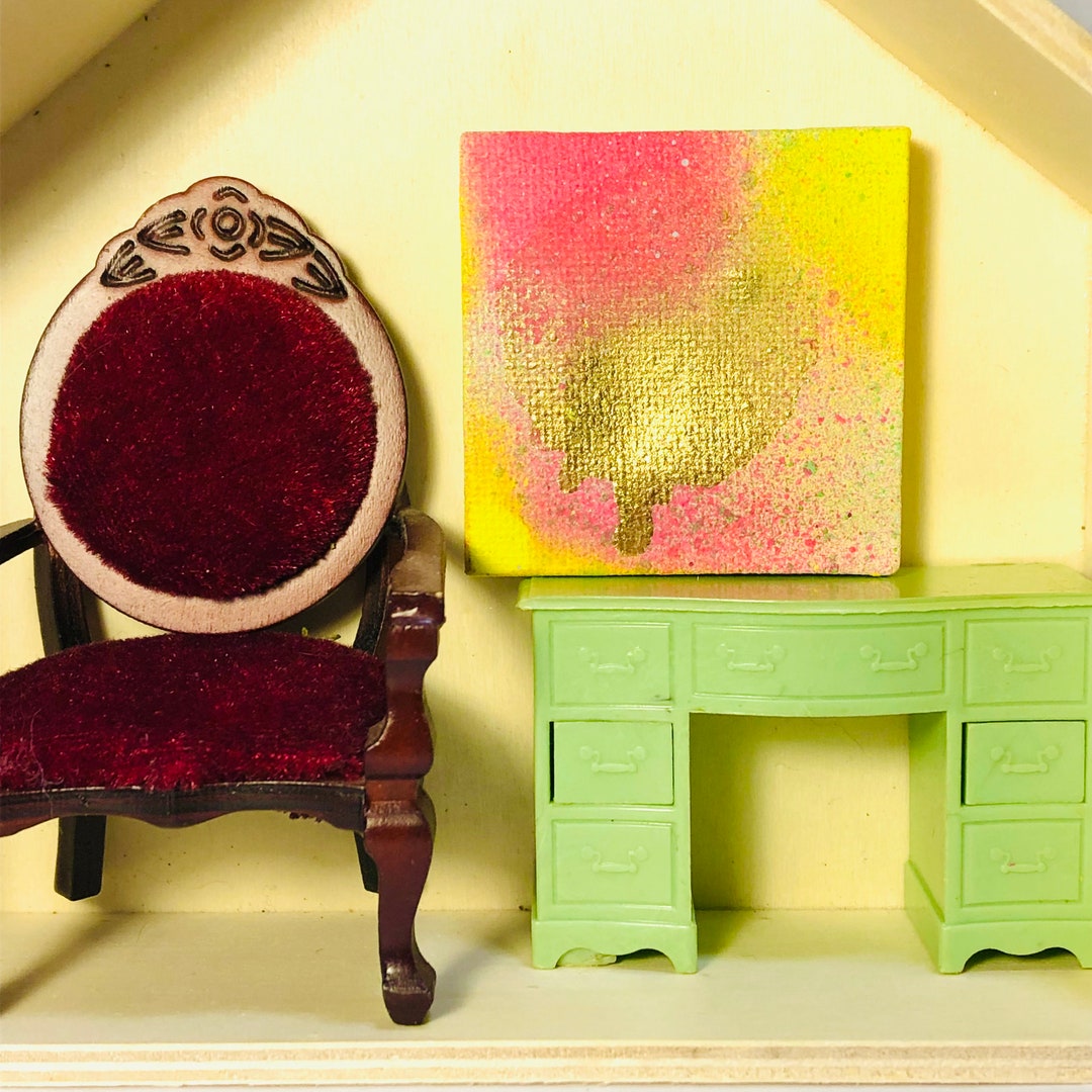 Miniature Dollhouse Painting 112 Scale Abstract Spray Painting Jolly