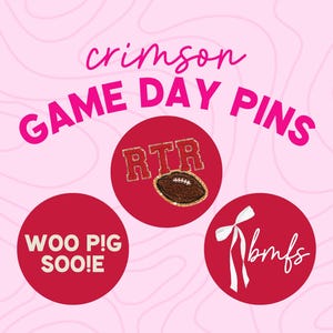 Custom 3" Crimson Game Day Pins || Game Day Buttons, Football Game Pins, Football Buttons, Game Buttons, Tailgate Buttons, College Game Day