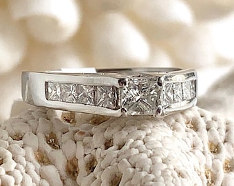 Vintage Princess Cut Diamond Platinum Engagement Ring (1 Carat)