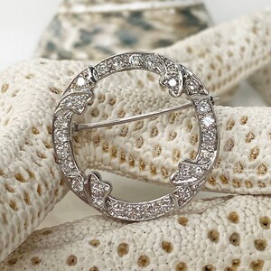 Estate/Vintage Natural Diamond Circle Brooch Pin