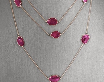Long Rose Gold Ruby Slice Necklace