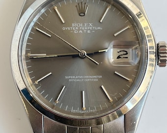 1979 [Rolex Datejust 1501 - 34 mm - Silbernes Sunburst-Zifferblatt - Edelstahl - Jubilee-Armband.]