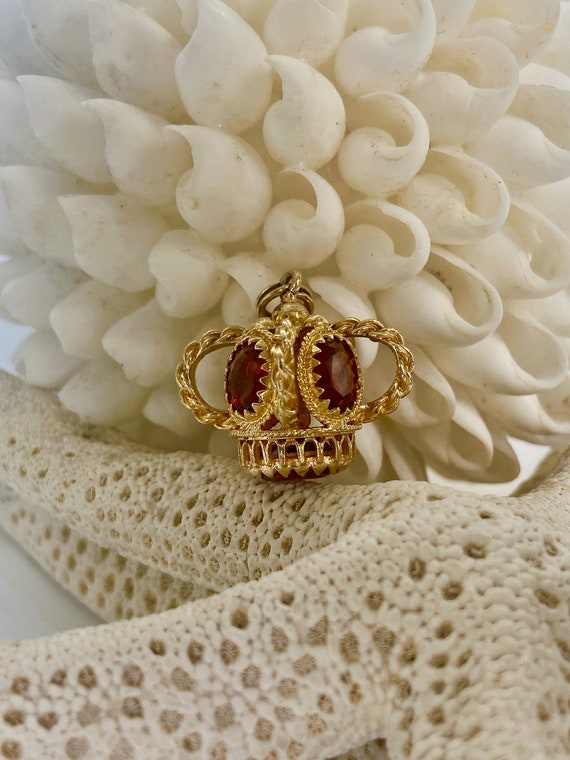 Vintage 18 Karat Yellow Gold Citrine Stone Crown … - image 1