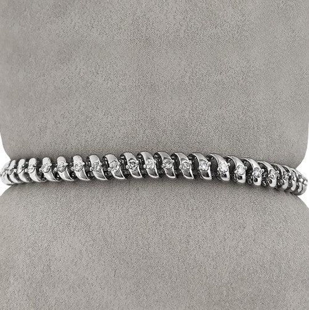 天然 1.26 カラット ダイヤモンド テニス 14k ホワイト ゴールド