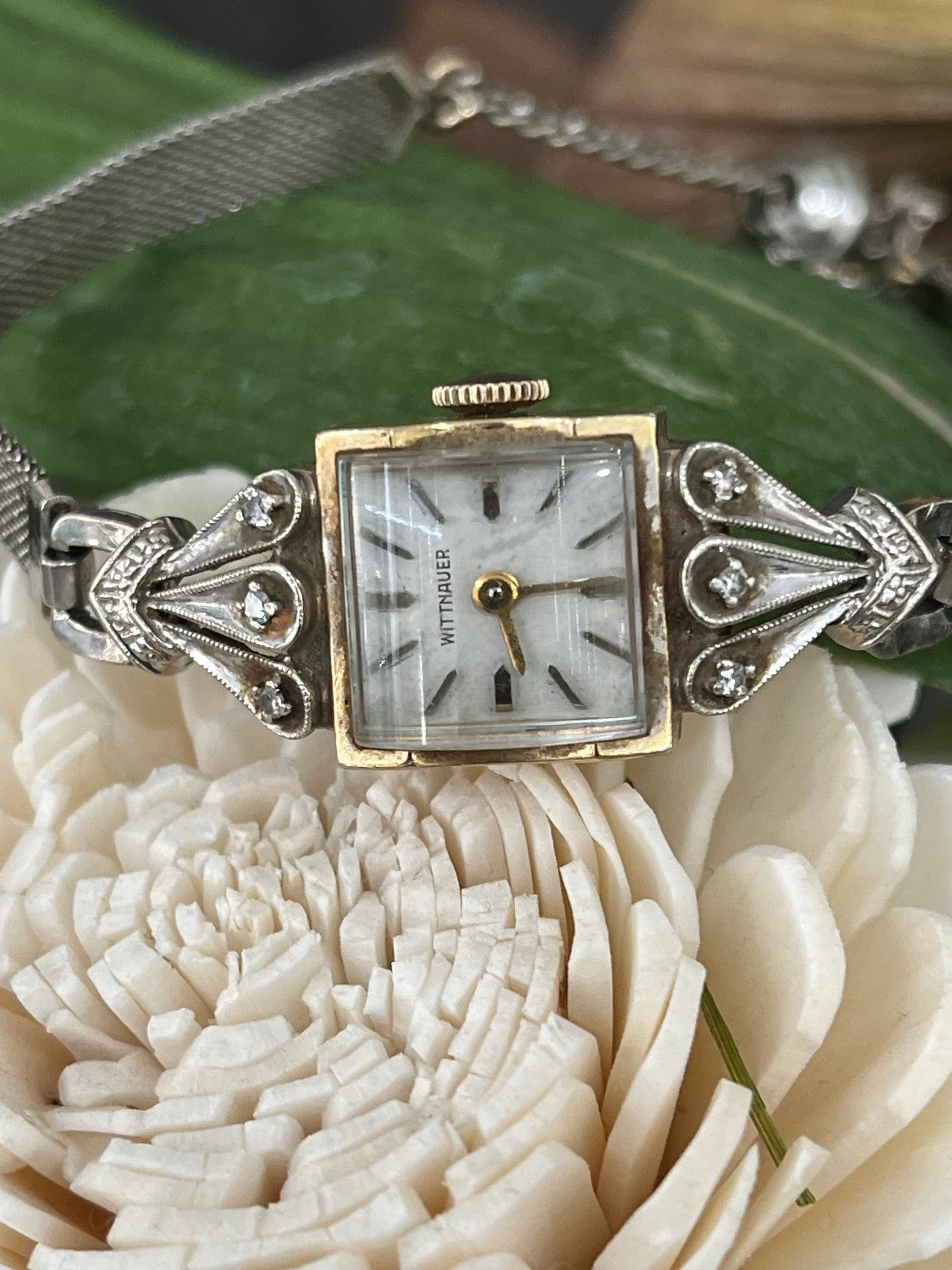 Authentic Vintage Wittnauer 14k White Gold and Diamond Authentic Vintage Wittnauer 14k White Gold and Diamond