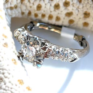 Antique Diamond Engagement Ring 1.00ct Old European Cut Diamond Removable Sizer