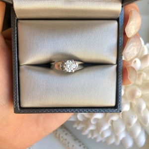 Classic Solitaire Diamond Engagement Ring Promise Ring 4 Prong in Thick Platinum Band Setting