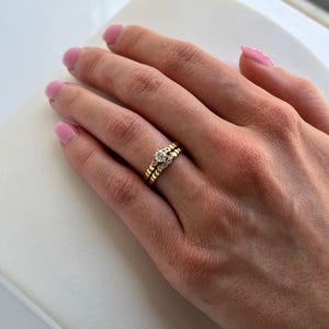 Estate Wedding Set Diamond Engagement Ring with band in solid 14 K yellow gold