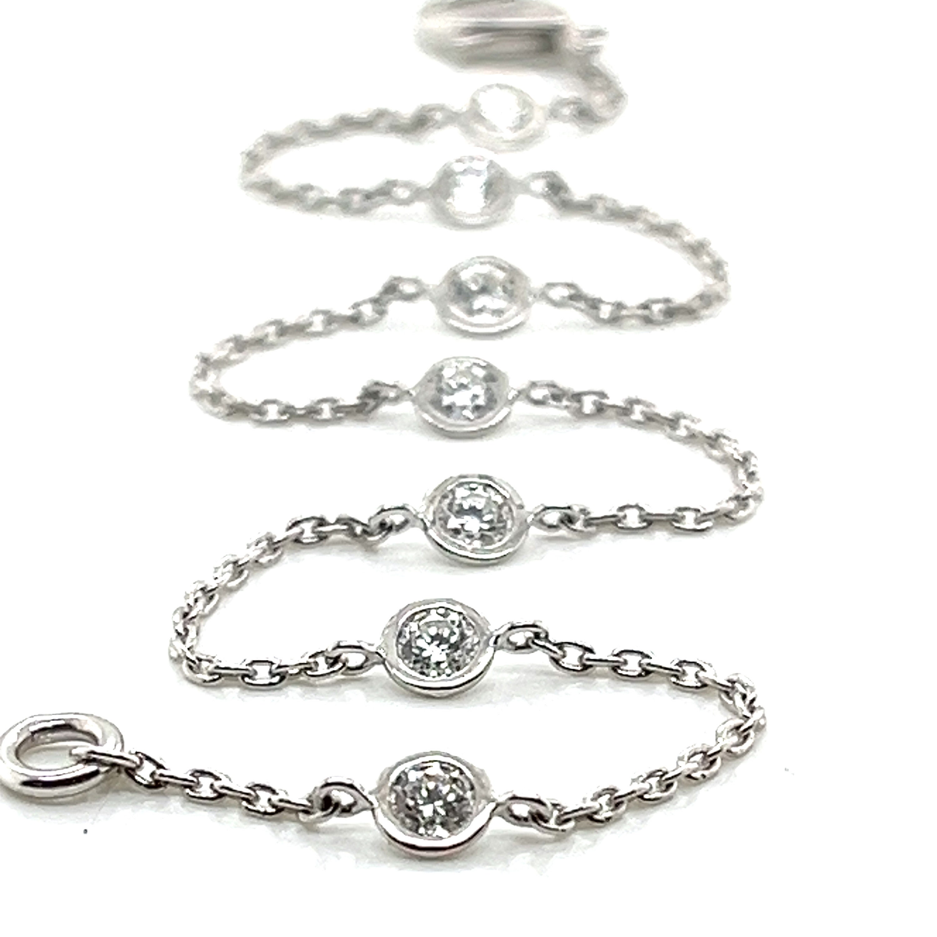 18K White Gold Natural Diamond Station Bracelet With 0.44ctw Bezelset