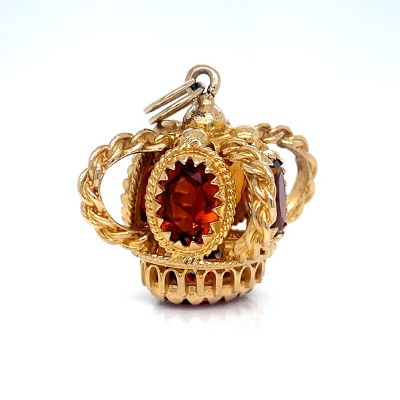Vintage 18 Karat Yellow Gold Citrine Stone Crown … - image 3