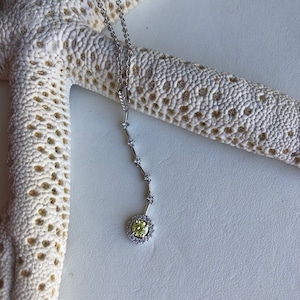 Fancy yellow Diamond Drop Diamond Halo pendant in 18k White Gold