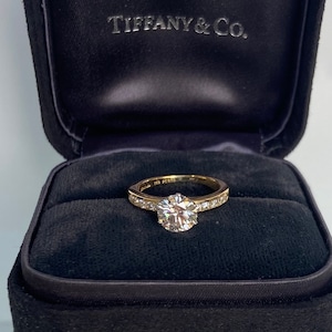 Vintage Tiffany & Co. 18k Yellow Gold 1.14ct G VVS2 Diamond Channel Set Engagement Ring GIA Certified