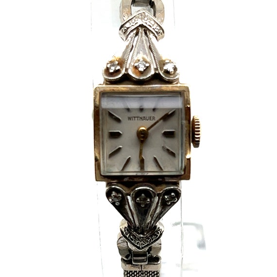 Vintage Wittnauer Diamond 14k White Gold Watch: Women display picture 3