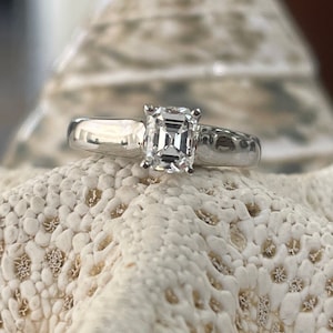 0.73 Carat Natural Emerald Cut Diamond Solitaire Ring GIA certified set in PLATINUM