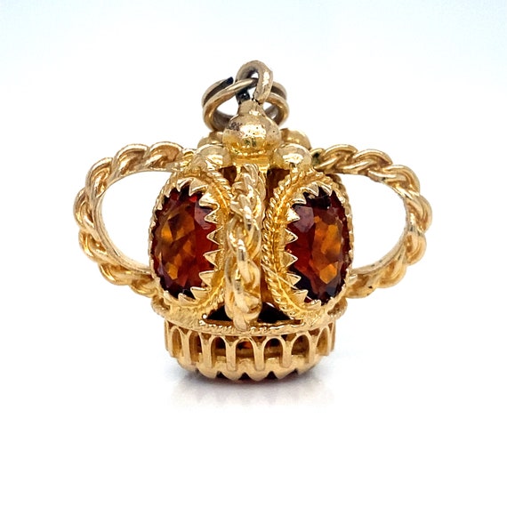 Vintage 18 Karat Yellow Gold Citrine Stone Crown … - image 2