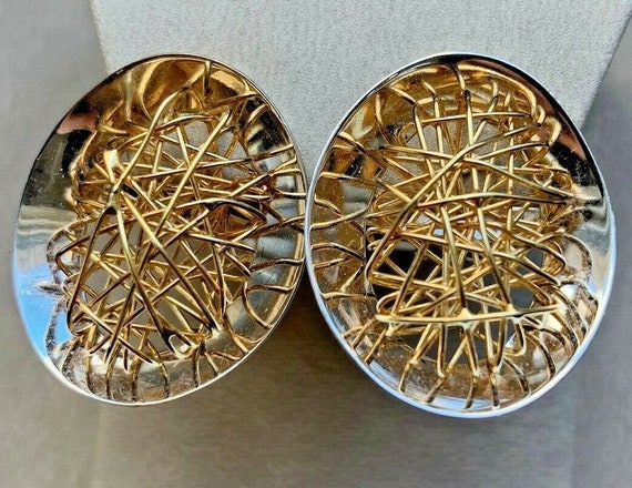 Quadri Signed Modern 2 Tone Earrings In 18k Solid Gold With Etsy