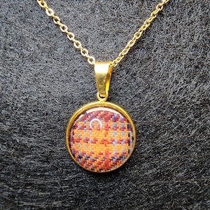 Supernatural I LOOK GOOD Sam Winchester Gold Stainless necklace, made from screen accurate plaid. 16mm Stone. Choice of chain lengths.