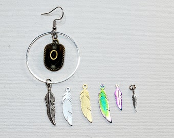 Supernatural Tombstone "I Do" Cowboy hat and feather Earrings, mixed media, pick your feather! :-)