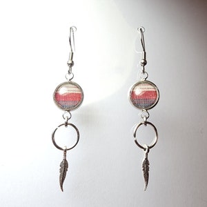 Supernatural LAZARUS RISING Halo and Feather Earrings made from RARE Screen Accurate Sam & Dean Winchester Plaid. image 2