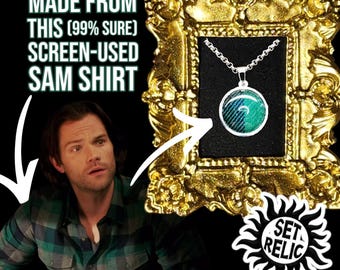 SUPERNATURAL Set Relic "Two Halves" Stainless necklace. 20mm stone Made from a Sam Winchester 99% sure Screen Used Shirt