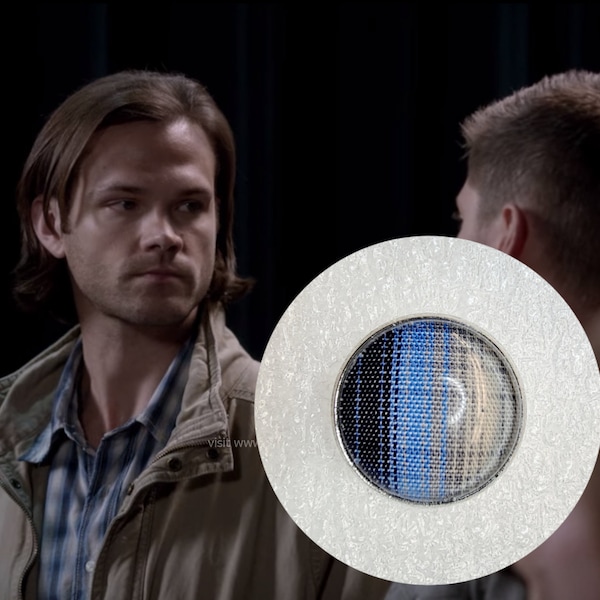 Supernatural PIN "Fanfiction" made from Sam Winchester's Fan Fiction plaid Screen Accurate shirt. 16MM