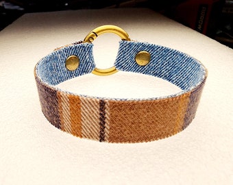 Supernatural Dean Winchester Executioner's Song fabric Bracelet made from a RARE screen accurate shirt. 7.5"  L Ring closure.