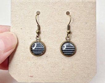 Supernatural EARRINGS made from a Sam Winchester FRENCH MISTAKE Screen Accurate shirt.