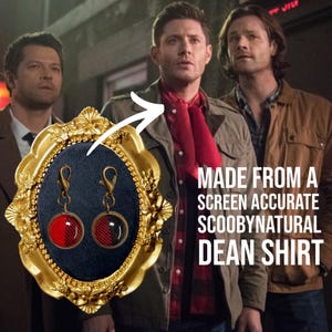 Supernatural SCOOBYNATURAL CHARM (bronze) made from a Supernatural Dean Winchester Screen Accurate shirt.