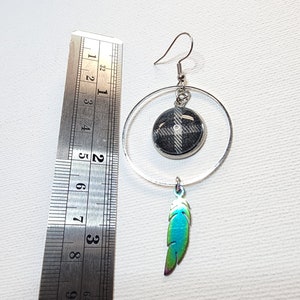 SaLE Supernatural Tombstone I Do XL cross and feather Earrings, mixed media, made from a Screen Accurate Dean Winchester Plaid. 3.25 long image 9