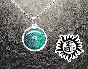 SUPERNATURAL Set Relic "Two Halves" Stainless necklace. 20mm stone.  Made from a Sam Winchester 99% sure Screen Used Shirt