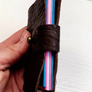 Supernatural PRIDE Winchester Journal / notebook size SMOL (3 x 4) made from alt Dean Winchester jacket. Brown. TRANS (or choose any flag)