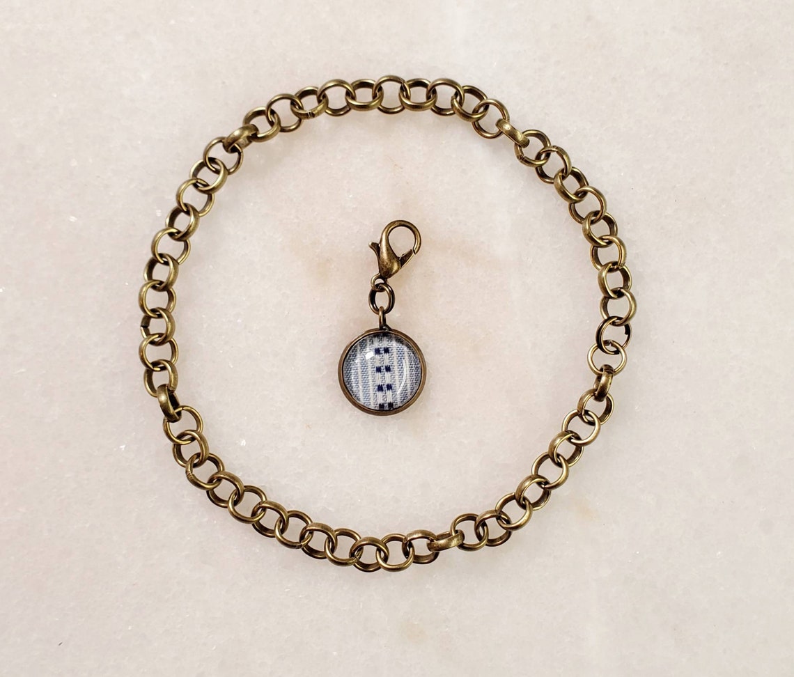 Charm bracelet chunky 6mm rolo antique brass chain. BRACELET Etsy