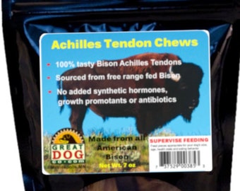 Bison Achilles Tendon Chews 7 oz. Bag - Tendon Chews for Dogs, Dog Tendon Chews, Single Ingredient Chews, Bison Chews, Dog Chews Made in USA